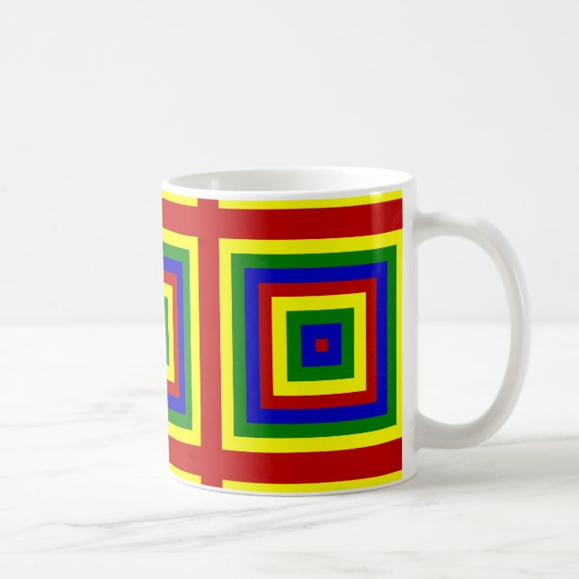 Primary Colours Layered Squares Coffee Mug (Right)