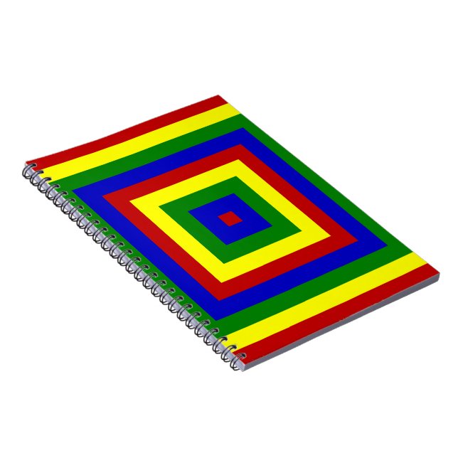Primary Colours Layered Squares Spiral Notebook (Right Side)