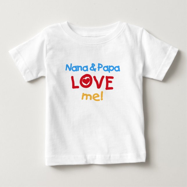 Primary Colours Nana and Papa Love Me Baby T-Shirt (Front)