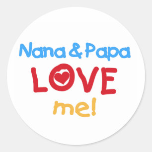 Primary Colours Nana and Papa Love Me Classic Round Sticker