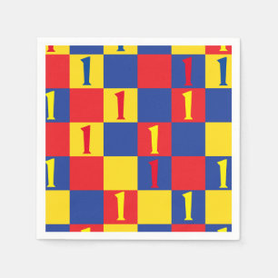 Primary Colours Red Yellow Blue 1st Birthday Party Napkin
