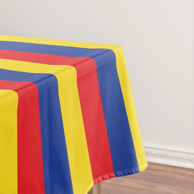 Primary Colours Red Yellow Blue 1st Birthday Party Tablecloth (In Situ)