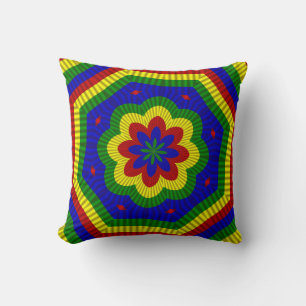 Primary Colours, Rolled Flower 1-Sq Throw Pillow