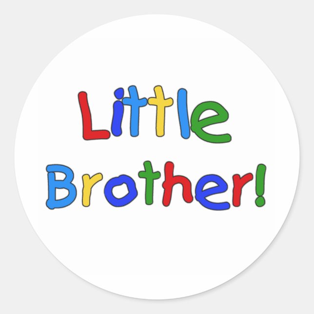 Primary Colours Text Little Brother Classic Round Sticker (Front)