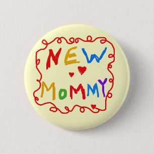 Primary Colours Text New Mummy  Tshirts 6 Cm Round Badge