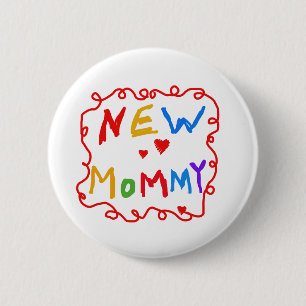Primary Colours Text New Mummy  Tshirts 6 Cm Round Badge
