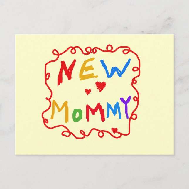 Primary Colours Text New Mummy  Tshirts Postcard (Front)