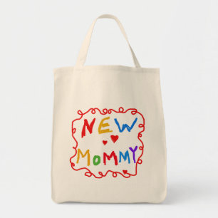 Primary Colours Text New Mummy  Tshirts Tote Bag
