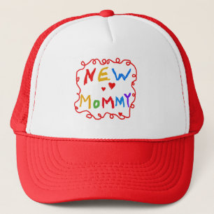 Primary Colours Text New Mummy Tshirts Trucker Hat