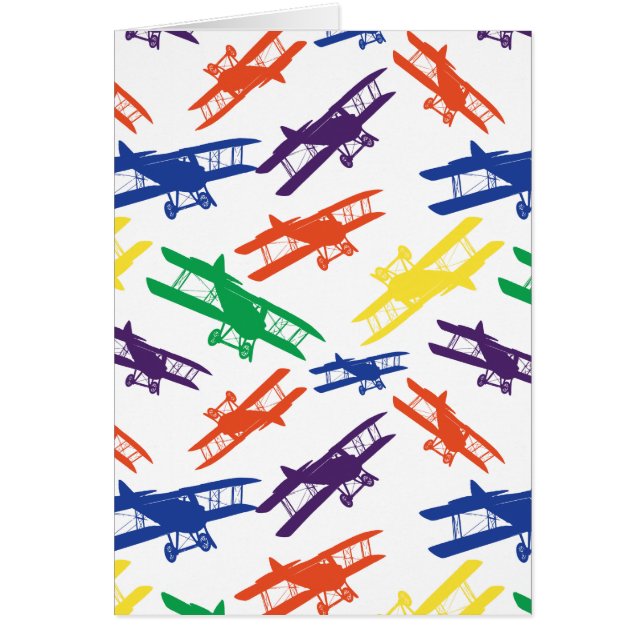 Primary Colours Vintage Biplane Aeroplane Pattern (Front)