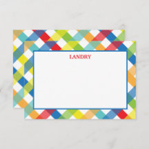 Primary Criss Cross Personalised Flat Note Cards
