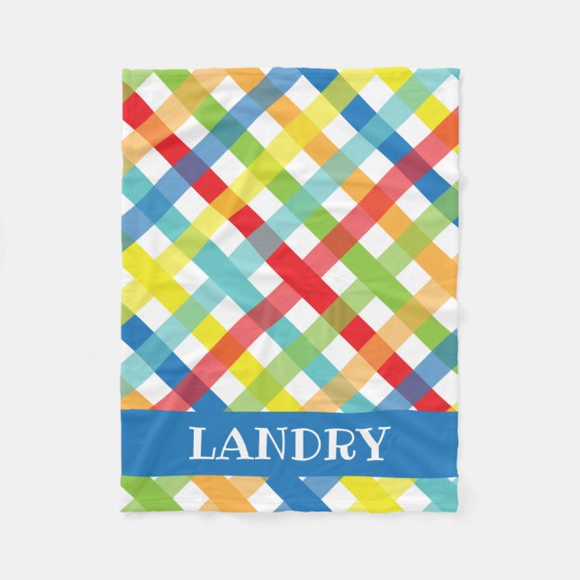 Primary Criss Cross Personalised Fleece Blanket (Front)