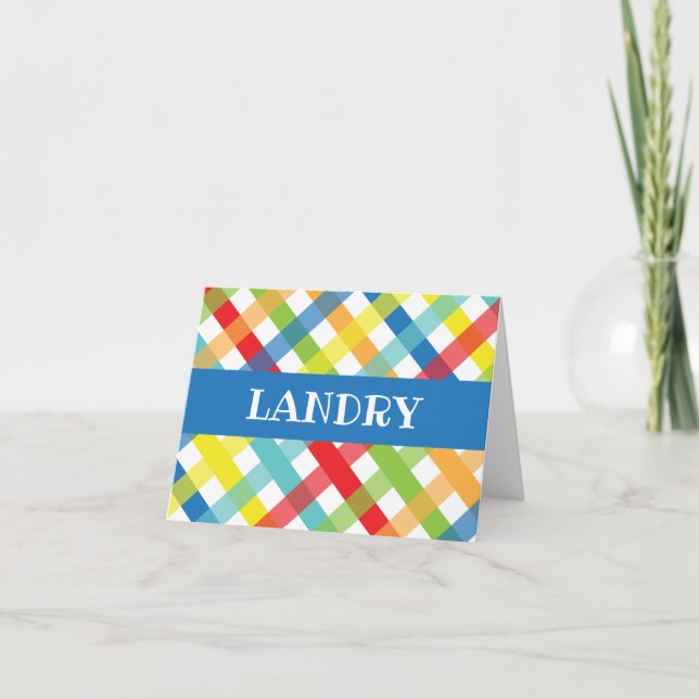 Primary Criss Cross Personalised Folded Note Cards (Front)