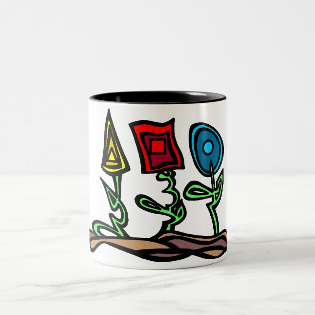 Primary Flowers Two-Tone Coffee Mug (Center)