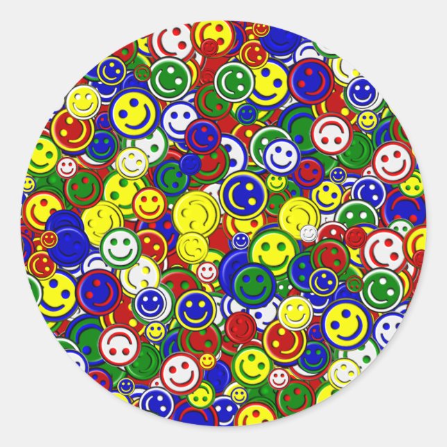 Primary Happy Face Allover Beads,RED-ROUND STICKER (Front)