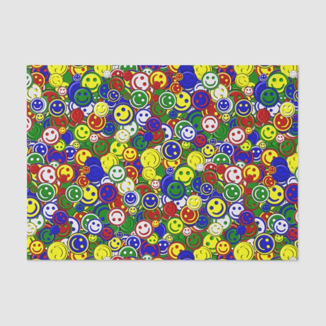 Primary Happy Face Allover Beads Tissue Paper (Front)
