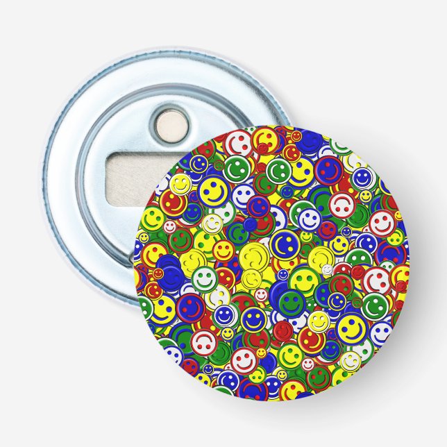 Primary Happy Face Allover Bottle Opener (Front)