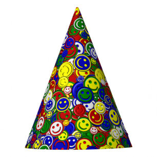 Primary Happy Face Beads,RED-PARTY HATS