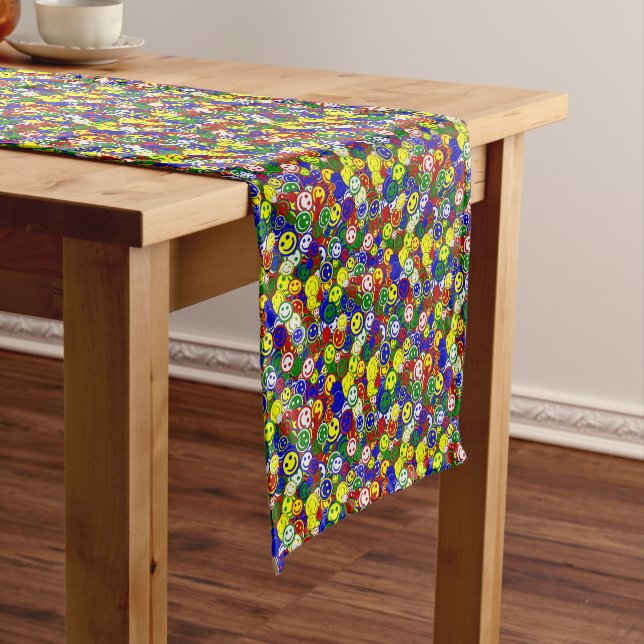 Primary Happy Face Beads,RED-TABLE RUNNER 14x72 (In Situ)