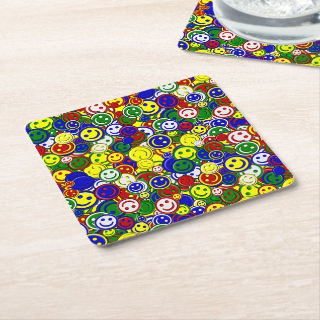 Primary Happy Face Beads,YELLOW-PAPER COASTERS (Angled)