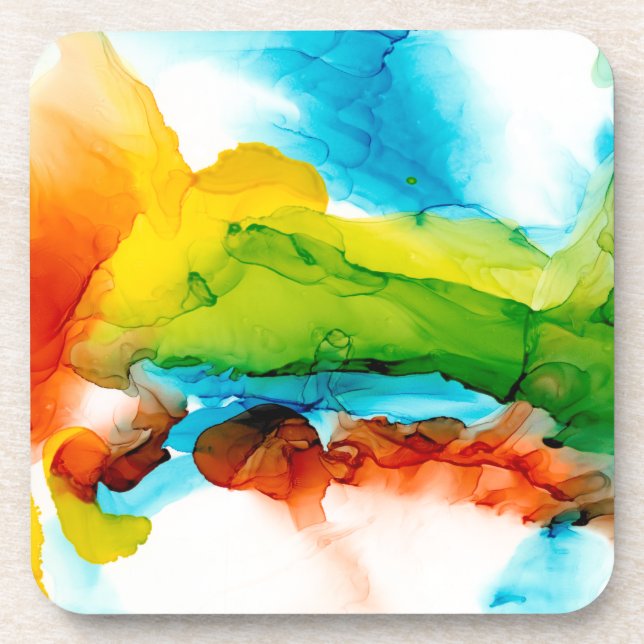 Primary Plume - Watercolors Coaster (Front)