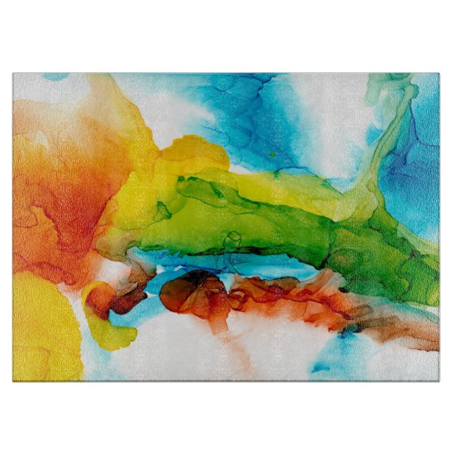 Primary Plume - Watercolors Cutting Board (Front)