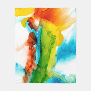 Primary Plume - Watercolors Fleece Blanket
