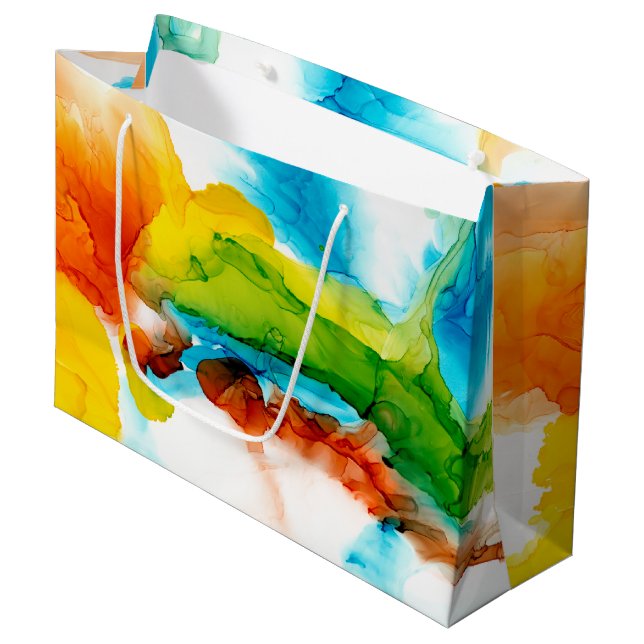 Primary Plume - Watercolors Large Gift Bag (Front Angled)