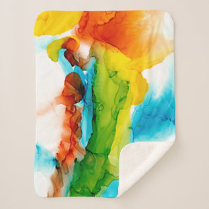 Primary Plume - Watercolors Sherpa Blanket