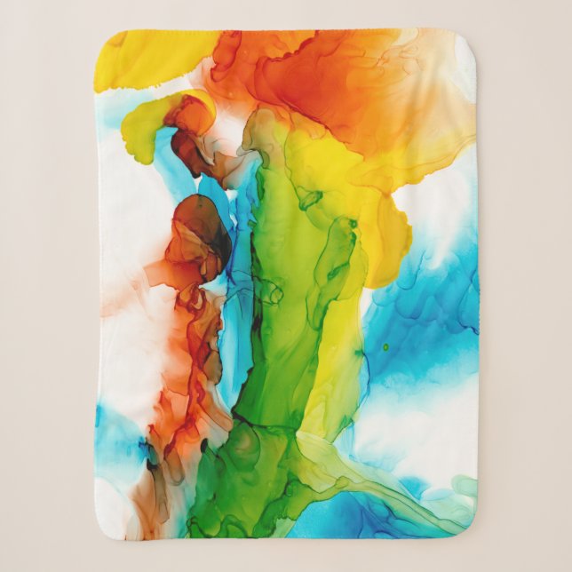 Primary Plume - Watercolors Sherpa Blanket (Front)