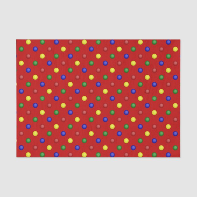 Primary Polka Dots,Red-TISSUE WRAP PAPER (Front)