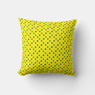 Primary Polka Dots Yellow-Square Throw Pillow