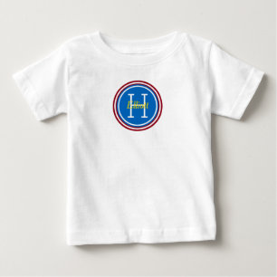 Primary Red Blue Yellow Polka Dot Monogram Baby T-Shirt