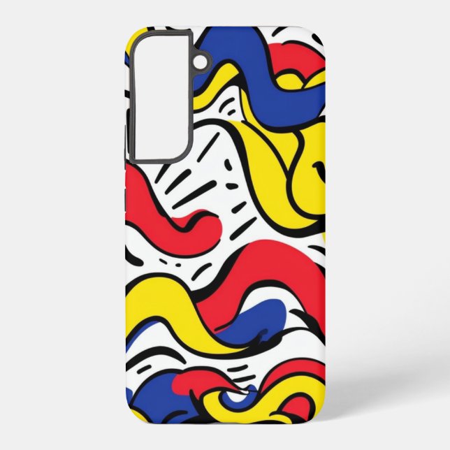 Primary Waves: Bold Mondrian-Style Abstract Samsung Galaxy S22+ Case (Back)