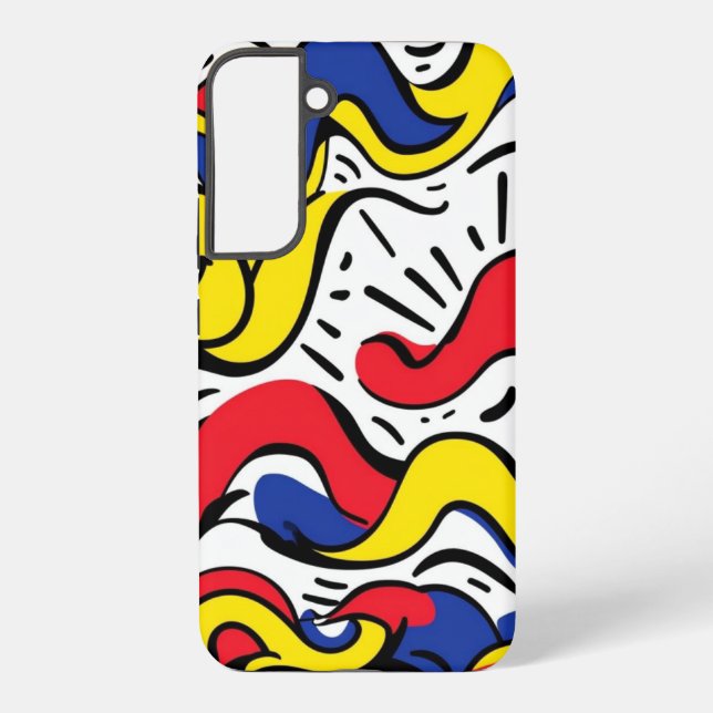 Primary Waves: Bold Mondrian-Style Abstract Samsung Galaxy S22+ Case (Back)