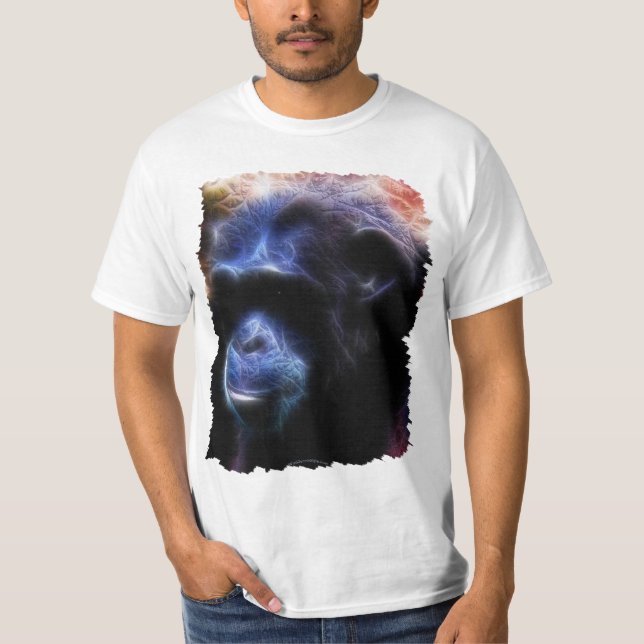 Primate Blue Arty Chimpanzee Study on a T-Shirt (Front)