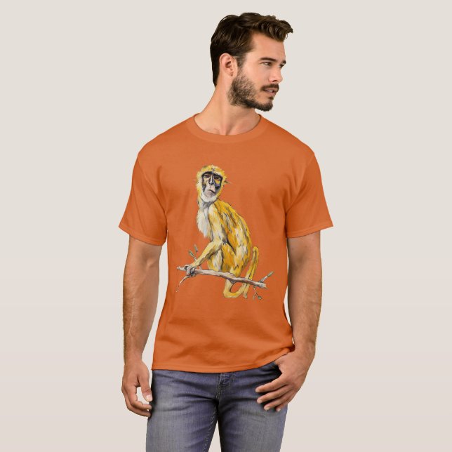 Primate Proclivity Monkey Shirt Men's Orange  (Front Full)