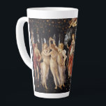 Primavera, Allegory of Spring by Sandro Botticelli Latte Mug<br><div class="desc">Primavera or Allegory of Spring c. 1482 by Sandro Botticelli (1444-1510) is a vintage Renaissance fine art mythology nature painting featuring a group of mythological figures in a forest or garden. Allegorical for the lush growth of the Spring season. There are six women, two men and a blindfolded putto angel...</div>