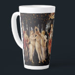 Primavera, Allegory of Spring by Sandro Botticelli Latte Mug<br><div class="desc">Primavera or Allegory of Spring c. 1482 by Sandro Botticelli (1444-1510) is a vintage Renaissance fine art mythology nature painting featuring a group of mythological figures in a forest or garden. Allegorical for the lush growth of the Spring season. There are six women, two men and a blindfolded putto angel...</div>
