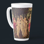 Primavera, Allegory of Spring by Sandro Botticelli Latte Mug<br><div class="desc">Primavera or Allegory of Spring c. 1482 by Sandro Botticelli (1444-1510) is a vintage Renaissance fine art mythology nature painting featuring a group of mythological figures in a forest or garden. Allegorical for the lush growth of the Spring season. There are six women, two men and a blindfolded putto angel...</div>