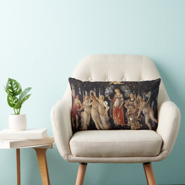 Primavera, Allegory of Spring by Sandro Botticelli Lumbar Cushion (Chair)