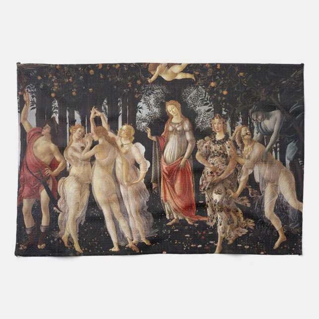 Primavera, Allegory of Spring by Sandro Botticelli Tea Towel (Horizontal)