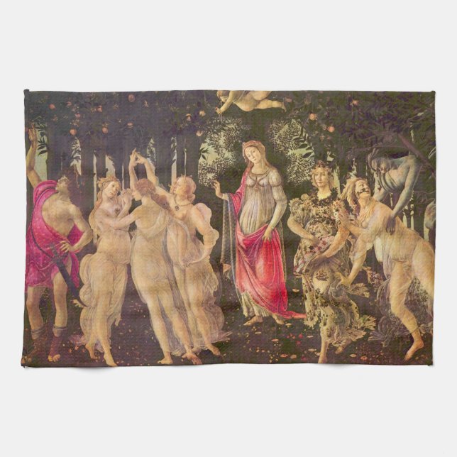 Primavera, Allegory of Spring by Sandro Botticelli Tea Towel (Horizontal)