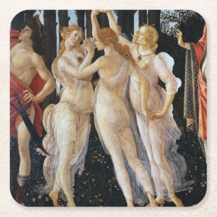 Primavera (detail), Sandro Botticelli, 1482 Square Paper Coaster