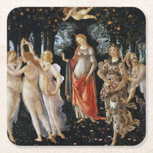 Primavera, Sandro Botticelli, 1482 Square Paper Coaster