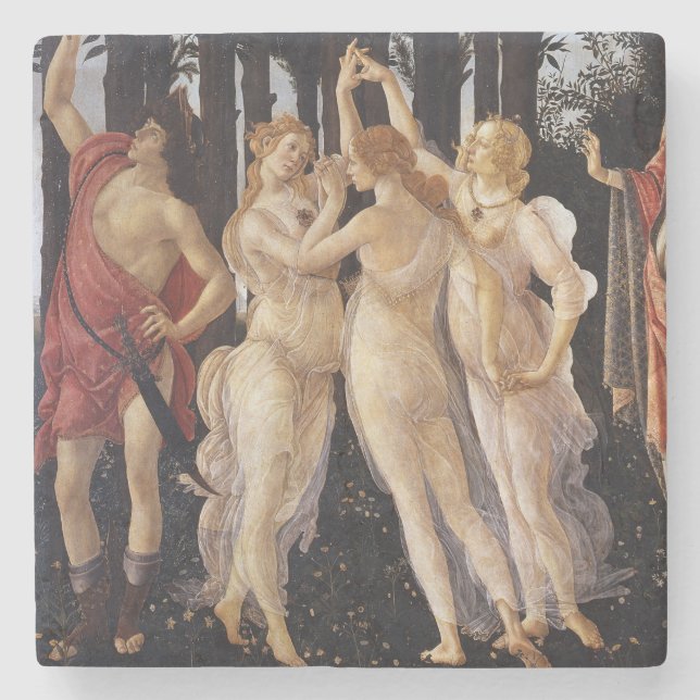 Primavera: The Three Graces by Botticelli Stone Coaster (Front)