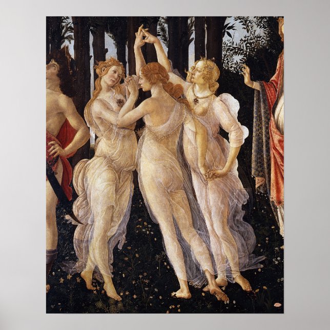 Primavera, Three Graces, by Sandro Botticelli Poster (Front)