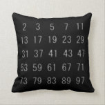 Prime Numbers Pillow Mathematics Geek Cushion gift<br><div class="desc">Prime numbers throw pillow for couch. Great gift for math teachers, math lovers! From silly jokes to serious romantic statements, MiKa Art Zazzle shop has something for everyone. Canadiana, Japanese gifts, jewellery, cases for electronic devices, fun buttons, mug cups, ornaments, cards and posters….. Please take some time and look around....</div>