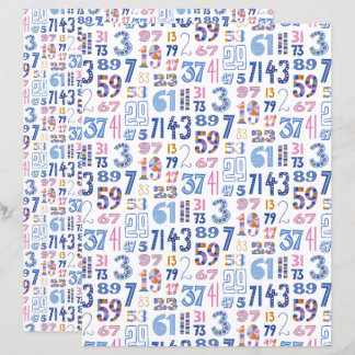 Prime Numbers to 100 White Scrapbook Paper