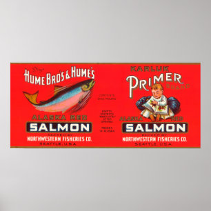 Primer Brand Salmon Label- Seattle, WA Poster